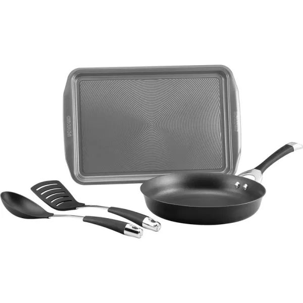 Circulon Symmetry Hard Anodized Nonstick Cookware Pots and Pans Set, 4 Piece, Black