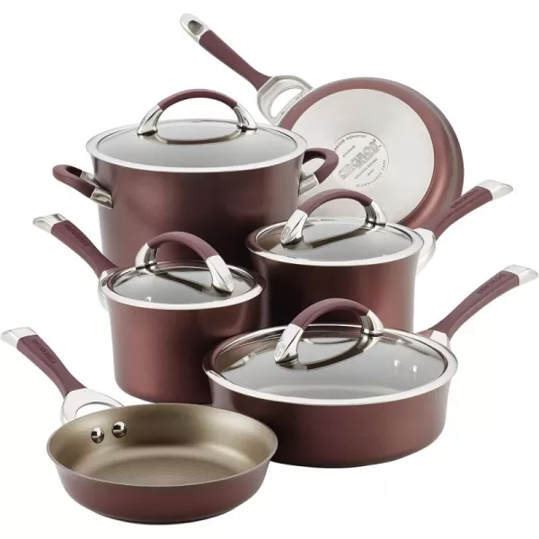Circulon Symmetry Hard Anodized Nonstick Cookware Pots and Pans Set, 4 Piece, Black