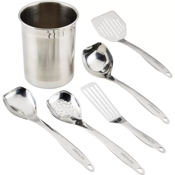 Circulon Tools and Gadgets Stainless Steel Kitchen/Cooking/Utensils with Crock Set, 6 Piece