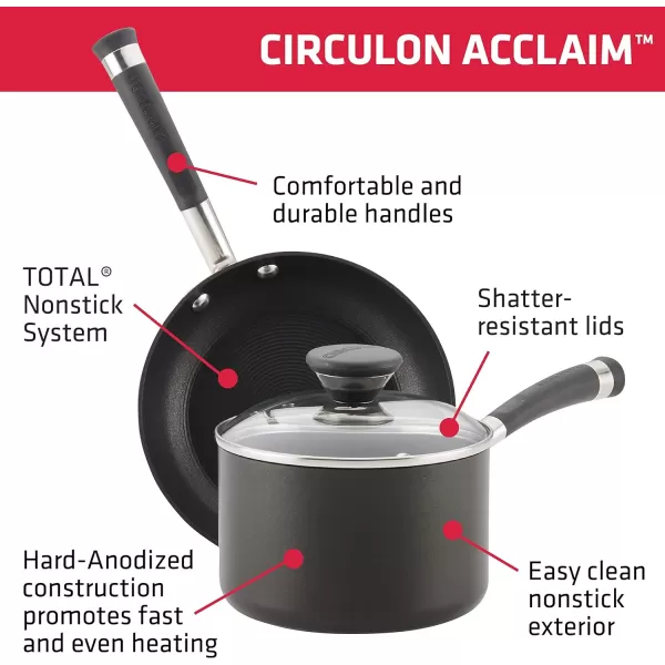 Circulon Acclaim Hard Anodized Nonstick Casserole Dish/Casserole Pan with Lid - 4.5 Quart, Black