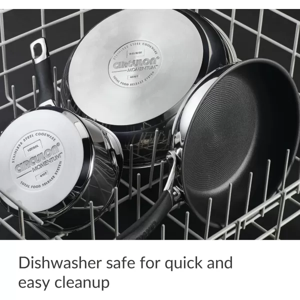 Circulon Momentum Stainless Steel Nonstick Cookware Set with Glass Lids, 11-Piece Pot and Pan Set, Stainless Steel)
