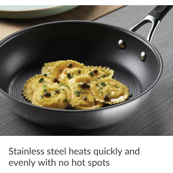 Circulon Momentum Stainless Steel Nonstick Cookware Set with Glass Lids, 11-Piece Pot and Pan Set, Stainless Steel)