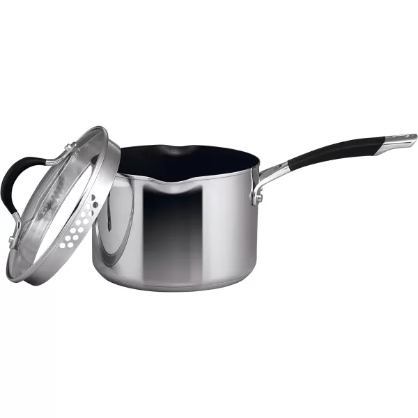 Circulon Momentum Stainless Steel Sauce Pan/Saucepan with Lid, 2 Quart, Silver