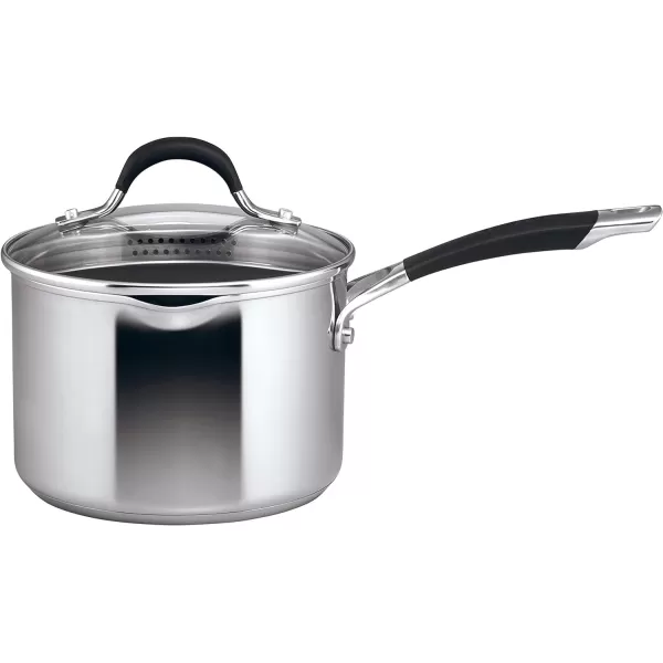 Circulon Momentum Stainless Steel Sauce Pan/Saucepan with Lid, 2 Quart, Silver