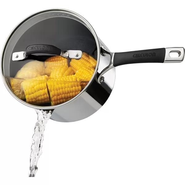 Circulon Momentum Stainless Steel Sauce Pan/Saucepan with Lid, 2 Quart, Silver