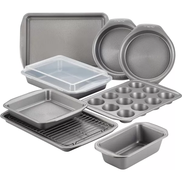 Circulon Nonstick Bakeware Set with Nonstick Bread Pan, Baking Pan, Cookie Sheet / Baking Sheet and Cake Pans - 5 Piece, Gray