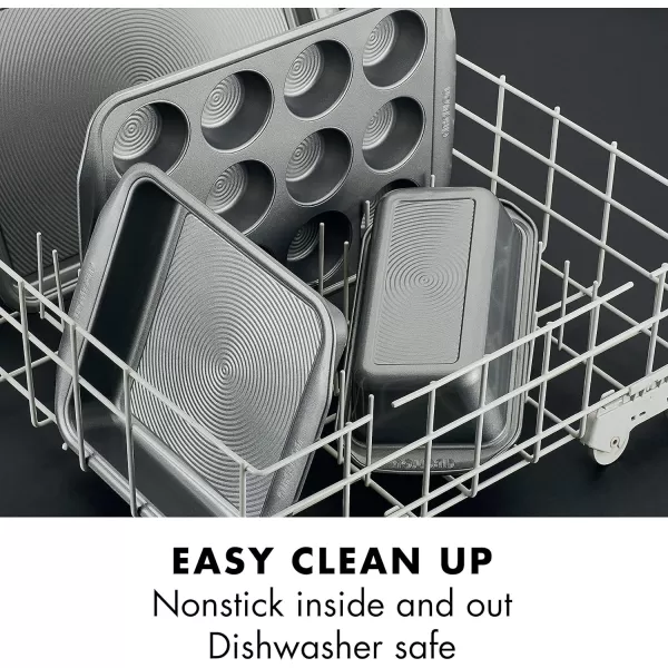 Circulon Nonstick Bakeware Set with Nonstick Bread Pan, Baking Pan, Cookie Sheet / Baking Sheet and Cake Pans - 5 Piece, Gray