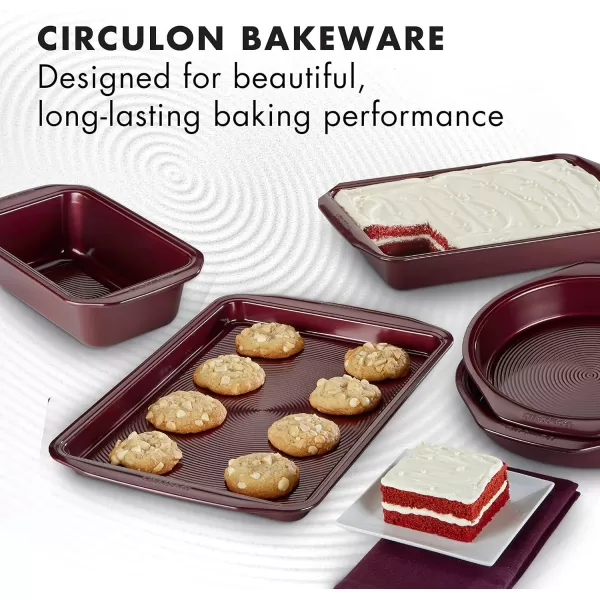Circulon Nonstick Bakeware Set with Nonstick Bread Pan, Baking Pan, Cookie Sheet / Baking Sheet and Cake Pans - 5 Piece, Gray