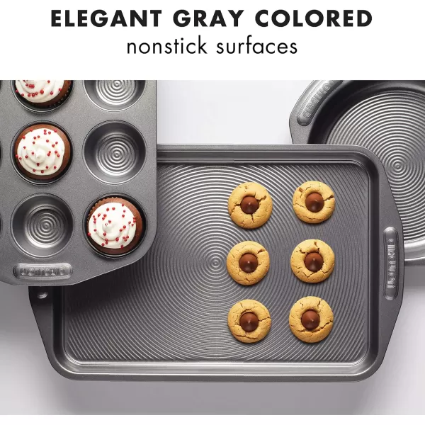 Circulon Nonstick Bakeware Set with Nonstick Bread Pan, Baking Pan, Cookie Sheet / Baking Sheet and Cake Pans - 5 Piece, Gray
