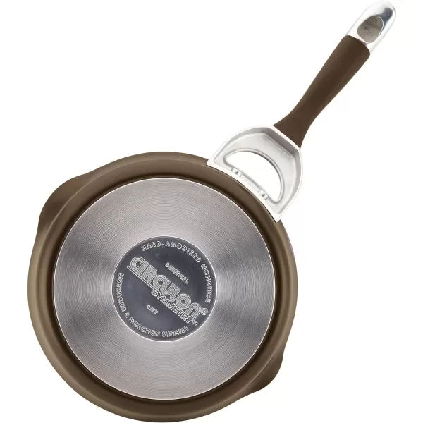 Circulon Symmetry Hard Anodized Nonstick Sauce Pan/Saucepan with Straining and Lid , 3.5 Quart, Brown