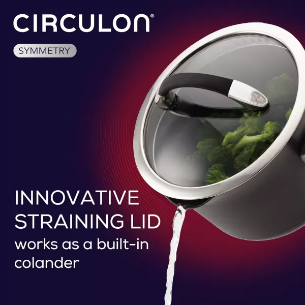 Circulon Symmetry Hard Anodized Nonstick Sauce Pan/Saucepan with Straining and Lid , 3.5 Quart, Brown