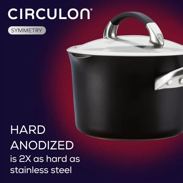 Circulon Symmetry Hard Anodized Nonstick Sauce Pan/Saucepan with Straining and Lid , 3.5 Quart, Brown