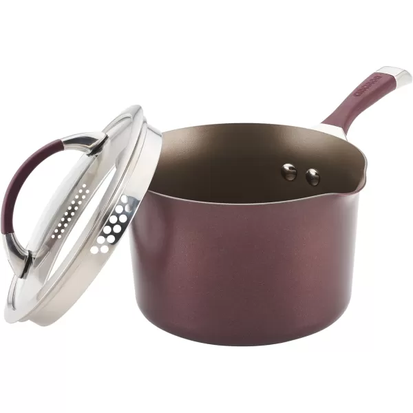 Circulon Symmetry Hard Anodized Nonstick Sauce Pan/Saucepan with Straining and Lid , 3.5 Quart, Brown