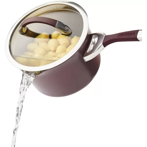 Circulon Symmetry Hard Anodized Nonstick Sauce Pan/Saucepan with Straining and Lid , 3.5 Quart, Brown