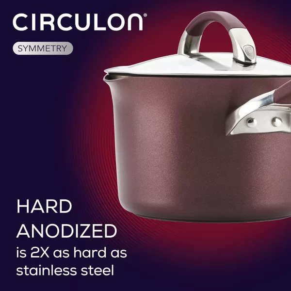 Circulon Symmetry Hard Anodized Nonstick Sauce Pan/Saucepan with Straining and Lid , 3.5 Quart, Brown
