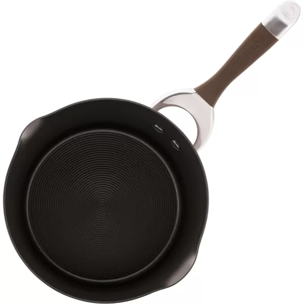 Circulon Symmetry Hard Anodized Nonstick Sauce Pan/Saucepan with Straining and Lid , 3.5 Quart, Brown