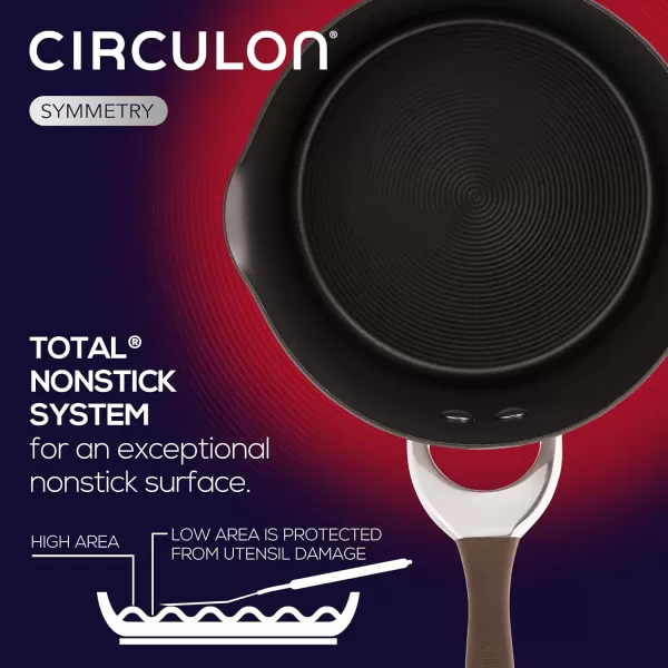 Circulon Symmetry Hard Anodized Nonstick Sauce Pan/Saucepan with Straining and Lid , 3.5 Quart, Brown