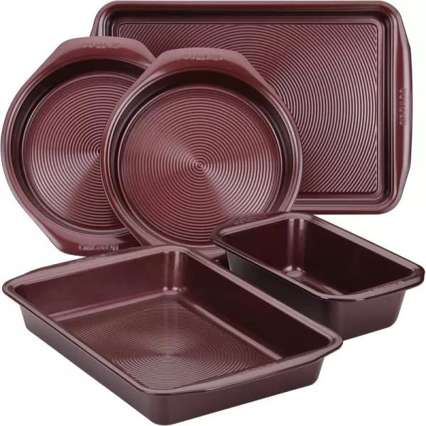 Circulon Nonstick Bakeware Set with Nonstick Bread Pan, Baking Pan, Cookie Sheet / Baking Sheet and Cake Pans - 5 Piece, Gray