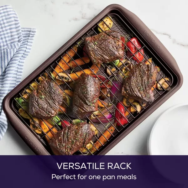 imageCirculon Nonstick Bakeware Set with Nonstick Cookie Sheet  Baking Sheet and Cooling Rack  2 Piece Chocolate BrownChocolate