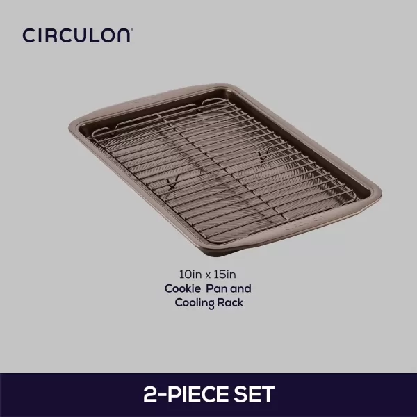 imageCirculon Nonstick Bakeware Set with Nonstick Cookie Sheet  Baking Sheet and Cooling Rack  2 Piece Chocolate BrownChocolate