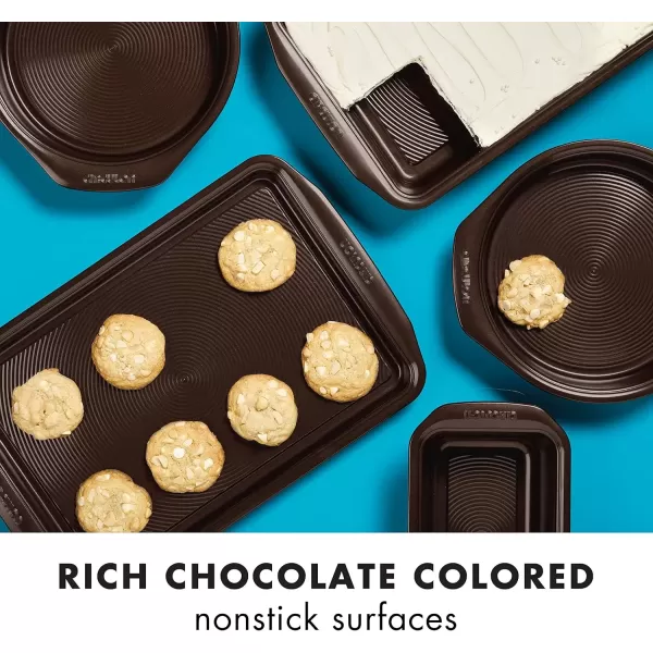 imageCirculon Nonstick Bakeware Set with Nonstick Cookie Sheet  Baking Sheet and Cooling Rack  2 Piece Chocolate BrownChocolate