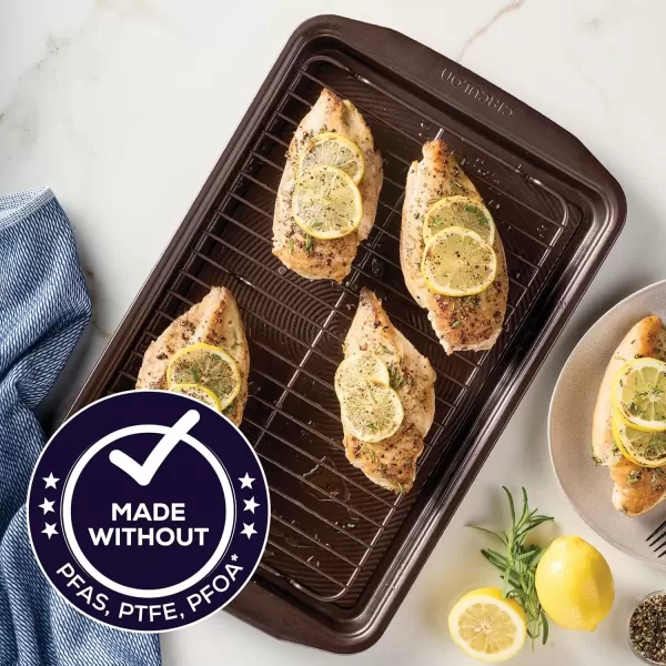 imageCirculon Nonstick Bakeware Set with Nonstick Cookie Sheet  Baking Sheet and Cooling Rack  2 Piece Chocolate BrownChocolate