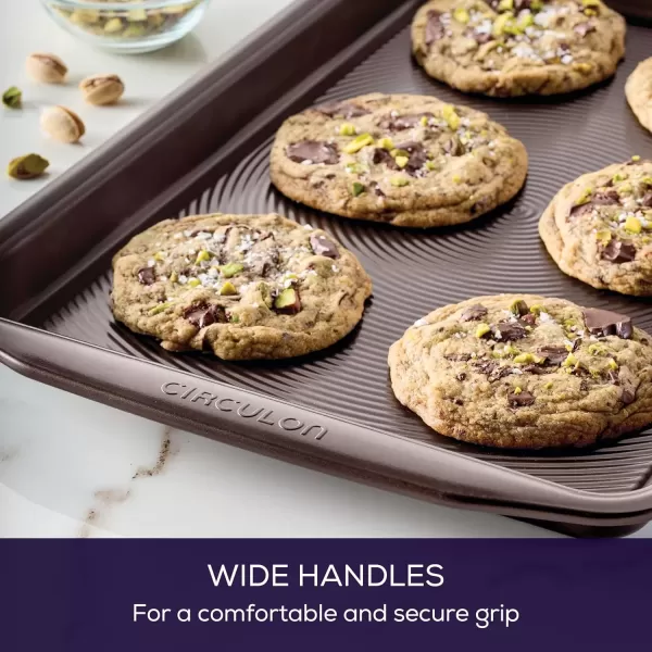 imageCirculon Nonstick Bakeware Set with Nonstick Cookie Sheet  Baking Sheet and Cooling Rack  2 Piece Chocolate BrownChocolate