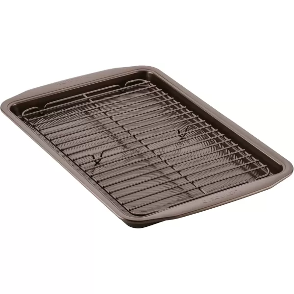 imageCirculon Nonstick Bakeware Set with Nonstick Cookie Sheet  Baking Sheet and Cooling Rack  2 Piece Chocolate BrownChocolate