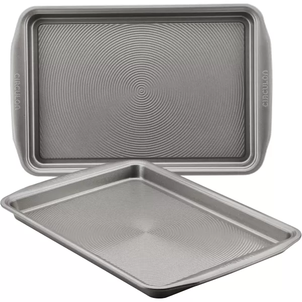 imageCirculon Nonstick Bakeware Set with Nonstick Cookie Sheet  Baking Sheet and Cooling Rack  2 Piece Chocolate BrownGray