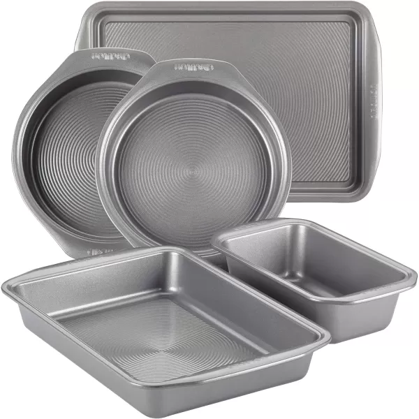imageCirculon Nonstick Bakeware Set with Nonstick Cookie Sheet Bread Pan Bakings Pan and Cake Pans  5 Piece Chocolate BrownGray