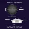 imageCirculon C1 Series Clad Stainless Steel with ScratchDefense Technology Cookware Nonstick Induction Frying PansSkillets with Lids Metal Utensil Safe 6 Piece Set  Polished Stainless Steel5 Quart