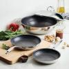 imageCirculon Clad Stainless Steel Frying PansSkillet Set with Hybrid SteelShield and Nonstick Technology 10 Inch and 85 Inch SilverCookware Set 4 Piece