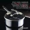 imageCirculon Clad Stainless Steel WokStir Fry with Glass Lid and Hybrid SteelShield and Nonstick Technology 14 Inch  SilverCookware Set 11 Piece