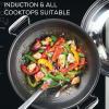 imageCirculon Clad Stainless Steel WokStir Fry with Glass Lid and Hybrid SteelShield and Nonstick Technology 14 Inch  SilverWokStir Fry 14