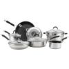 imageCirculon Momentum Stainless Steel Nonstick DishCasserole Pan with Lid 4 Quart SilverCookware Set 11 Piece