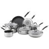 imageCirculon Momentum Stainless Steel Nonstick DishCasserole Pan with Lid 4 Quart SilverCookware Set 11 Piece