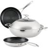 imageCirculon Clad Stainless Steel Frying PansSkillet Set with Hybrid SteelShield and Nonstick Technology 10 Inch and 85 Inch SilverCookware Set 4 Piece