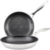 imageCirculon Clad Stainless Steel Frying PansSkillet Set with Hybrid SteelShield and Nonstick Technology 10 Inch and 85 Inch SilverFrying Pan Set 85  10