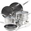 imageCirculon Clad Stainless Steel WokStir Fry with Glass Lid and Hybrid SteelShield and Nonstick Technology 14 Inch  SilverCookware Set 11 Piece
