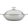 imageCirculon Clad Stainless Steel WokStir Fry with Glass Lid and Hybrid SteelShield and Nonstick Technology 14 Inch  SilverWokStir Fry 14
