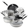 imageCirculon Momentum Stainless Steel Nonstick DishCasserole Pan with Lid 4 Quart SilverCookware Set 11 Piece