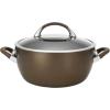 imageCirculon Symmetry Hard Anodized Nonstick Casserole DishCasserole Pan with Lid  55 Quart BlackChocolate