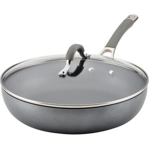 imageCirculon 81401 14quot Helper Handle Hard Anodized Aluminum Skillet 14 Inch Oyster GrayGray