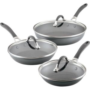imageCirculon A1 Series with ScratchDefense Technology Nonstick Induction Frying PansSkillets with Lids Metal Utensil Safe Skillet Set wLid 85quot 10quot ampamp 12quot  Graphite
