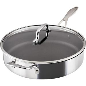 imageCirculon C1 Series Clad Stainless Steel with ScratchDefense Technology Cookware Nonstick Induction Frying PansSkillets with Lids Metal Utensil Safe 6 Piece Set  Polished Stainless Steel5 Quart