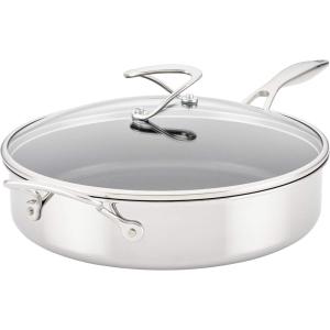 imageCirculon Clad Stainless Steel Frying PansSkillet Set with Hybrid SteelShield and Nonstick Technology 10 Inch and 85 Inch SilverSaute Pan 5 Quart