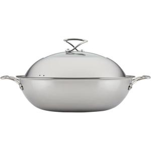 imageCirculon Clad Stainless Steel WokStir Fry with Glass Lid and Hybrid SteelShield and Nonstick Technology 14 Inch  SilverWokStir Fry 14