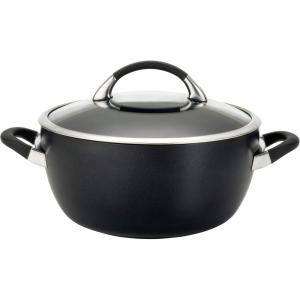imageCirculon Symmetry Hard Anodized Nonstick Casserole DishCasserole Pan with Lid  55 Quart BlackBlack