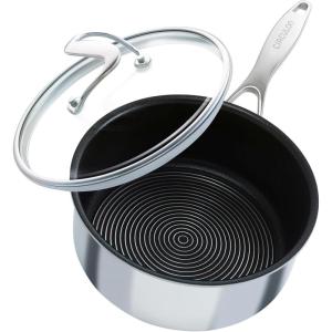imageCirculon Clad Stainless Steel Saucepan with Glass Lid and Hybrid SteelShield and Nonstick Technology 2 Quart  Silver