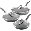 imageCirculon A1 Series with ScratchDefense Technology Nonstick Induction Wok with Lid 14 Inch GraphiteGraphite